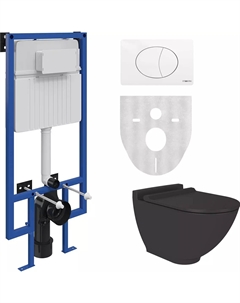 Комплект Унитаз подвесной Rotenburg SWH52 безободковый + Система инсталляции для унитазов 510162 + кнопка смыва Stworki