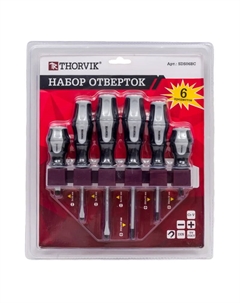 Набор отверток стержневых на держателе SDS06BC 052290, 6 предметов Thorvik