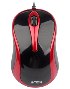 Мышь проводная N-360-2, 1000dpi, оптическая светодиодная, USB, черный/красный A4tech