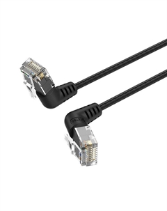 Патч-корд UTP кат.6a, 0.5 м, RJ45-RJ45 угловой, черный, CU, IBO (IBOBD) Vention