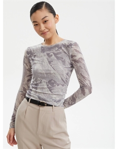 Лонгслив из сетки с принтом Zolla