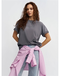 Футболка оверсайз из хлопка с надписью Zolla