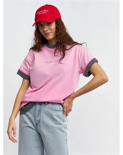 Футболка оверсайз из хлопка с надписью Zolla