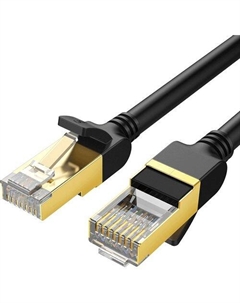 Патч-корд UGREEN NW107 литой (molded), FTP, кат.7, 1.5м, 4 пары, 28AWG, медь, многожильный, черный Ugreen