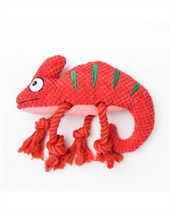 Игрушка для собак хамелеон плюшевая с канатиками и пищалкой (26 см., Красный) Mr.kranch
