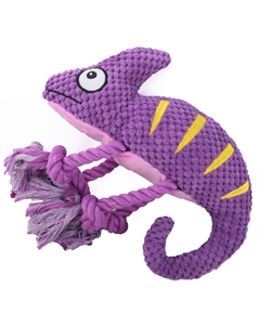 Игрушка для собак хамелеон плюшевая с канатиками и пищалкой (26 см., Фиолетовый) Mr.kranch