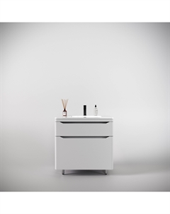 Тумба под раковину Марелла 80 см СС-00002401 Люкс антискрейтч белая матовая Style line