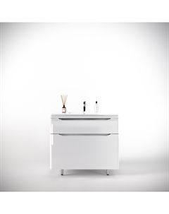 Тумба под раковину Марелла 90 см СС-00002417 Люкс антискрейтч белая глянцевая Style line