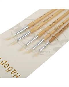 Набор кистей для рисования, коза, 5 штук: № 1, 2, 3, 4, 5, круглые, деревянная ручка, международный размер Calligrata