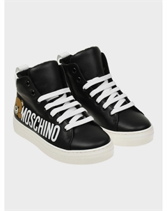 Высокие кеды с мишкой и лого сбоку Moschino