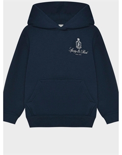 Толстовка-худи с гербом логотипом, темно-синяя Sporty & rich