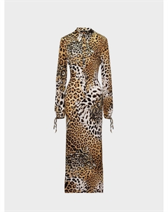Платье миди по силуэту леопардовое Roberto cavalli