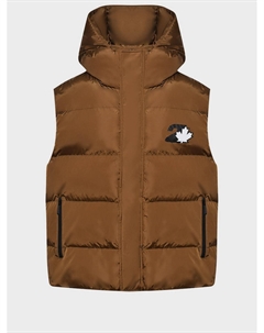 Стеганый жилет с капюшоном, коричневый Dsquared2