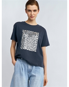 Футболка из хлопка с леопардовым принтом Zolla