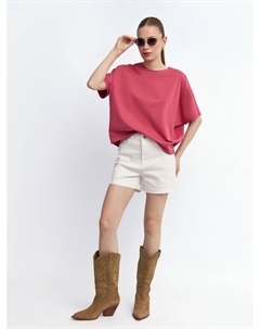 Джинсовые мини шорты Mom с отворотами Zolla