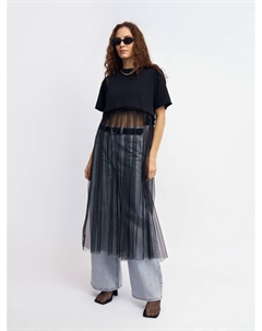 Футболка с подолом из сетки Zolla