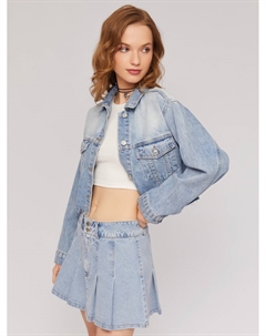 Короткая джинсовая куртка оверсайз с рваным эффектом Zolla