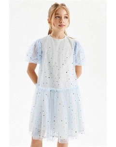 Платье с пышными рукавами из тюля с принтом Silver spoon ceremony