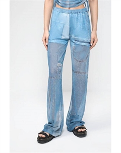 Брюки из эластичной сетки с принтом деним Hugo