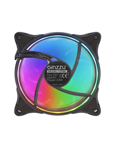 Вентилятор 12FB6, 120 мм, 1000rpm, 24 дБ, 6-pin, 1шт, черный, RGB - работает только с контроллером CRC10 или CRC11 (12FB6) Ginzzu
