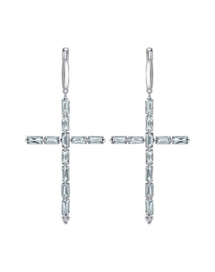 Серьги-кресты с голубым топазом Moonka