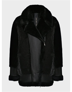 Дубленка из комбинированного меха овчины и норки, черная Blancha