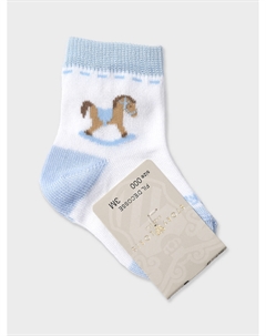 Носки белого цвета с принтом "лошадка-качалка" Story loris