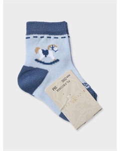 Носки голубого цвета с принтом "лошадка-качалка" Story loris