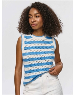 Вязаный топ кроше в полоску Sela