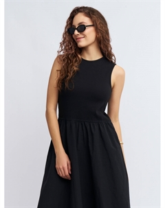 Комбинированное платье миди без рукавов Zolla