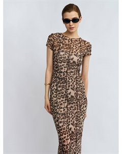 Платье-футболка из сетки с леопардовым принтом Zolla