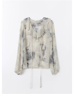 Шифоновая блузка с воланами и вырезом на завязках Zolla