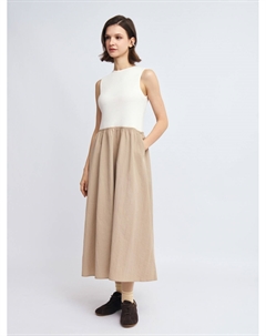 Комбинированное платье миди без рукавов Zolla