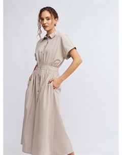 Платье-рубашка миди на резинке Zolla