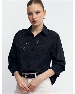 Рубашка из хлопка с вышивкой ришелье Zolla