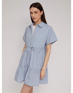 Ярусное платье-рубашка на кулиске с принтом Zolla