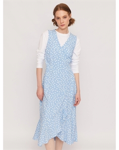 Платье миди из вискозы на запах с воланом Zolla