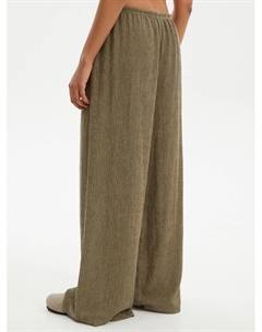 Прямые брюки Wide из жатой ткани на резинке Zolla