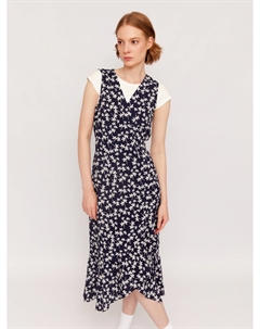 Платье миди из вискозы на запах с воланом Zolla