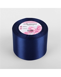 Лента атласная, 75 мм × 23 ± 1 м, цвет темно-синий №38 Арт узор