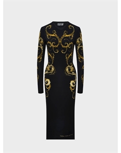 Платье с длинным рукавом и золотым узором Versace jeans couture