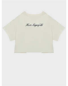 Топ укороченный оверсайз с логотипом, белый Karl lagerfeld
