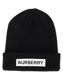 Burberry kids шапка бини с нашивкой логотипом l черный Burberry kids