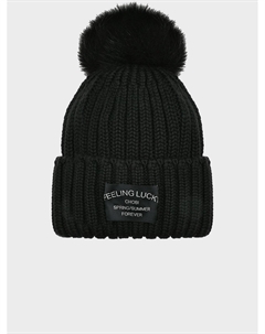 Шапка с меховым помпоном, черная Chobi