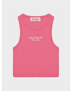 Майка с вышитым логотипом, фуксия Saint barth