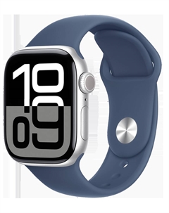 Часы Watch Series 10 GPS 46мм корпус из алюминия Silver+ремешок Sport Band denim (M/L) Apple