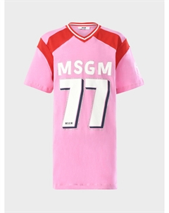 Платье с принтом логотопа, розовое Msgm