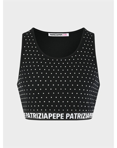 Кроп-топ в стразах с логотипом, черный Patrizia pepe