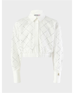 Рубашка укороченная в стразах, белая Patrizia pepe