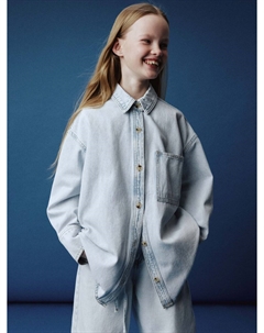 Джинсовая рубашка оверсайз для девочек Sela